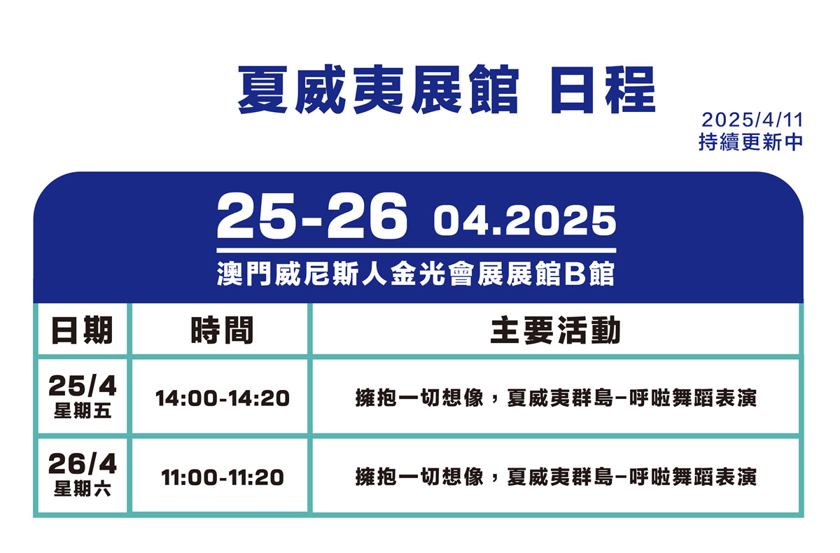 夏威夷展館日程